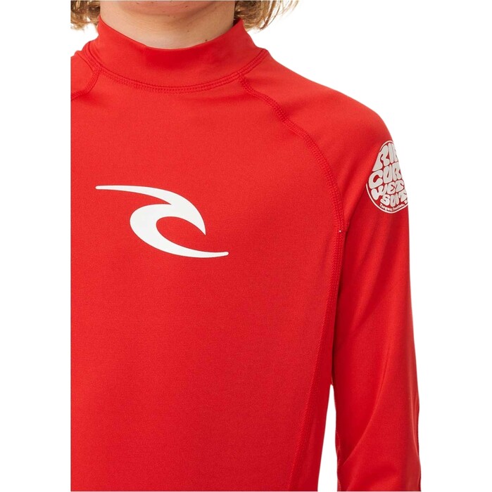 2024 Rip Curl Infantes Brand Wave UPF Chaleco De Lycra De Manga Larga TNRTRV - Red